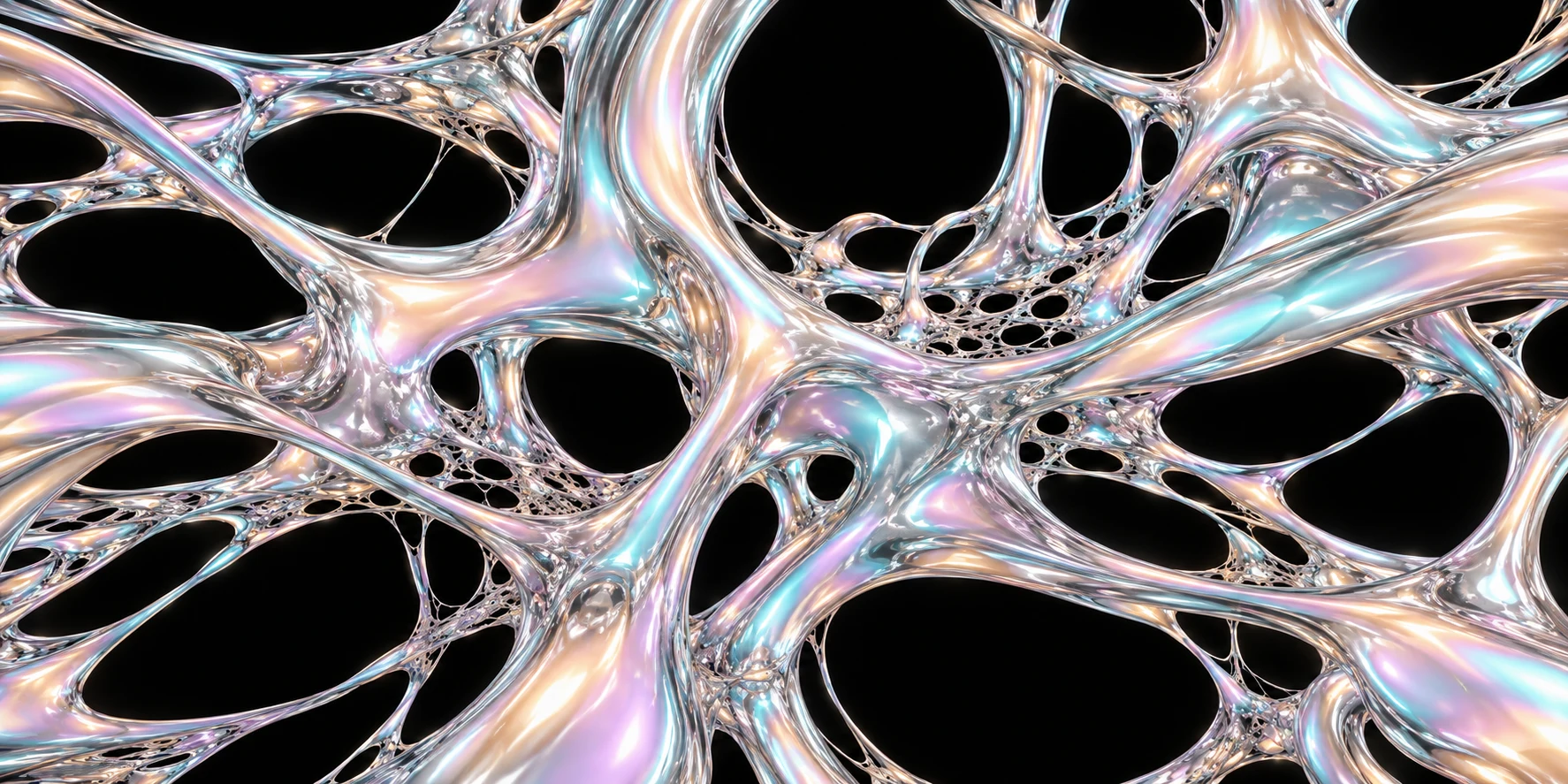 Template preview: tangled chrome tendrils on black