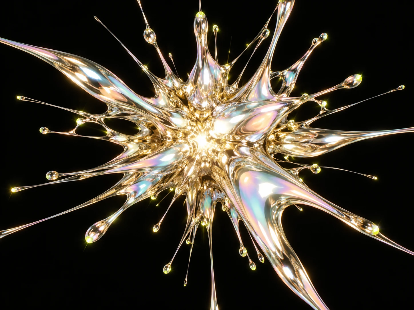 Golden chrome star burst with lime accents